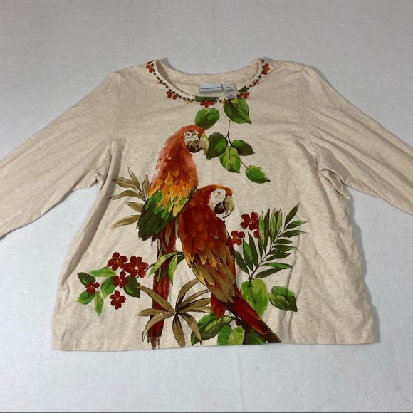 Alfred Dunner Floral Top  Long Sleeve Tee Floral Blouse Tropical Embelli… - Picture 2 of 10